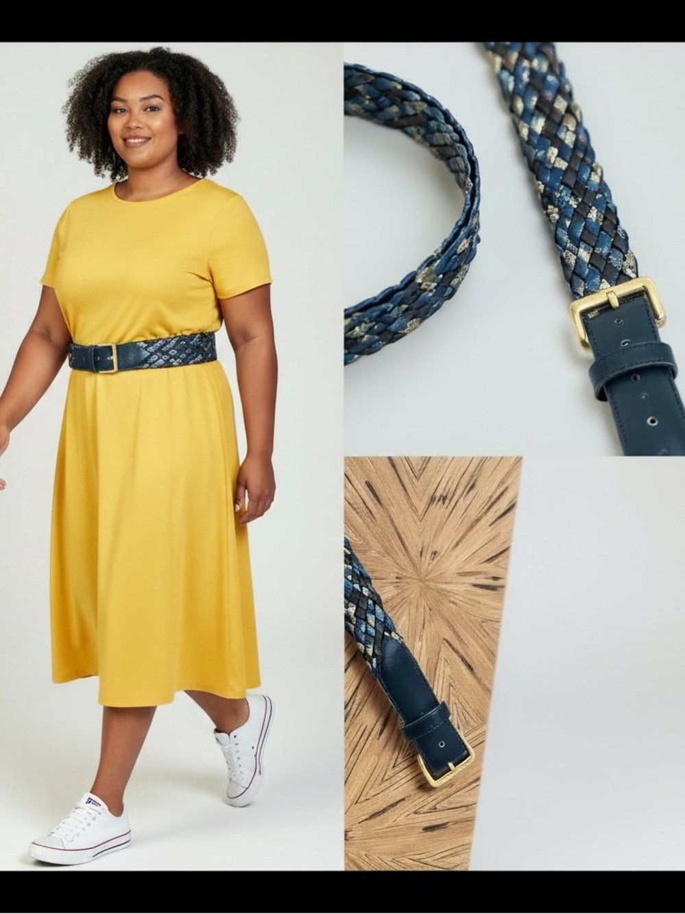 Leather & Silk Weaved Belt - Picture 2 of 6